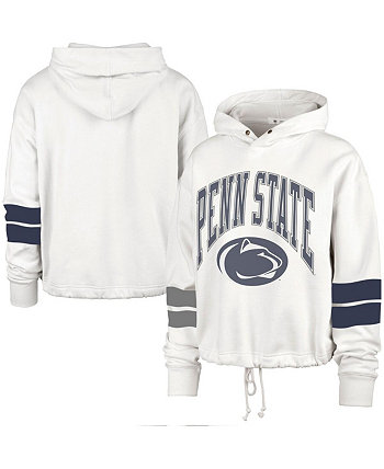 Women's Cream Penn State Nittany Lions Harper Adjustable Cropped Pullover Hoodie '47 Brand