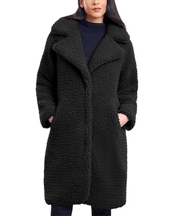 Женское плюшевое пальто с воротником-стойкой и длинными рукавами для миниатюрных размеров BCBGeneration