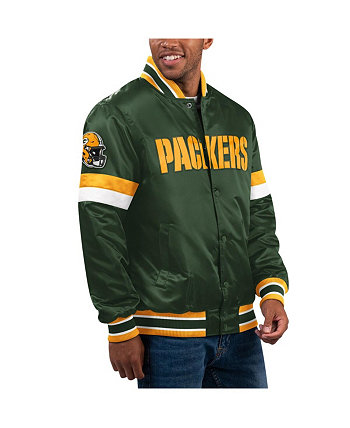 Мужская атласная университетская куртка с длинными кнопками Green Bay Packers Home Game зеленого цвета Starter