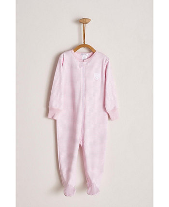 Girls Premium Softest Peruvian Pima Cotton In The Woods Pink Zipper Footed Pajama  for Infants Babycottons
