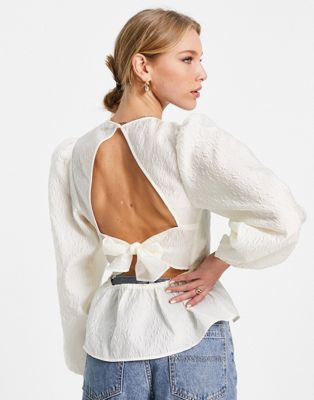 Белая блузка из структурированного жаккарда с завязками на спине Envii Envii