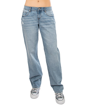 Juniors' Low-Rise Baggy Faded Jeans Rewash