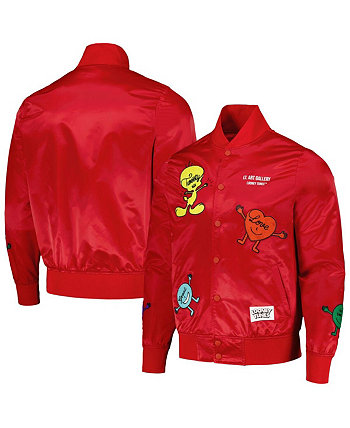 Мужская красная атласная куртка на кнопках Looney Tunes Positive Energy Freeze Max