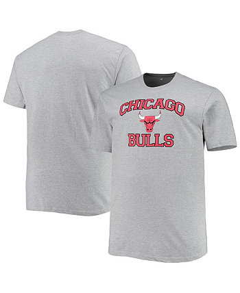 Мужская футболка Chicago Bulls Big and Tall Heart and Soul с меланжевым покрытием серого цвета Profile