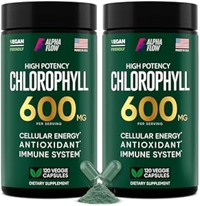 Chlorophyll Capsules 600 mg - Natural Chlorophyll Pills for Women & Men - Highly BioAvailable Chlorophyll Supplement for Energy, Immunity, Skin + Internal Deodorant Alpha Flow