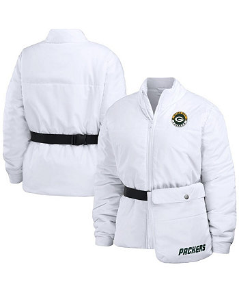Женская белая куртка-пуховик с молнией во всю длину Green Bay Packers Packaway WEAR by Erin Andrews