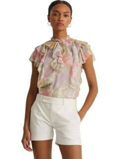 Блуза из жоржета с цветочным принтом и рюшами Ralph Lauren