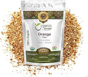 Organic Way Dried Orange Peel Cut & Sifted (Citrus sinensis) - European Wild-Harvest | Organic & Kosher Certified | Vegan, Non GMO & Gluten Free | USDA Certified | Origin - India (1LBS / 16Oz.) Organic Way