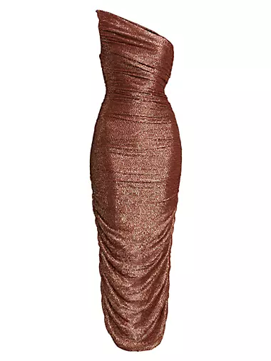 Melissa Metallic Ruched One-Shoulder Maxi Dress Sabina Musayev