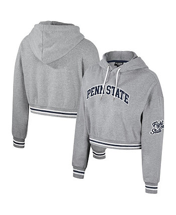 Женский укороченный блестящий пуловер с капюшоном цвета «хизер серый» Penn State Nittany Lions The Wild Collective