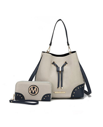 Candice Color Block Bucket Bag with Wallet by Mia K MKF Collection