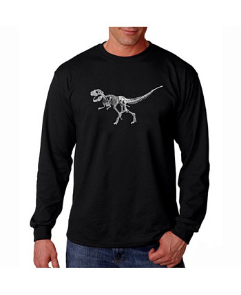 Мужская футболка с длинным рукавом Word Art - скелет динозавра T-Rex LA Pop Art