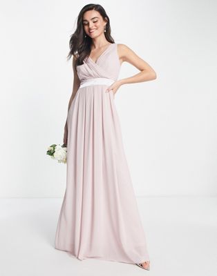 Розовое платье макси с бантом на спине TFNC Bridesmaid TFNC