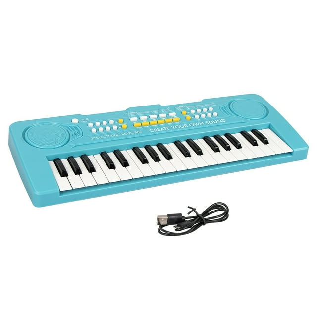 AIMEDYOU Kids Piano Keyboard, 37 Keys Electronic Digital Piano with Double Built-in Speaker, Microphone, Music Keyboard Early Learning Educational Toy Birthday Xmas Day Gifts for Kids (Blue) AIMEDYOU