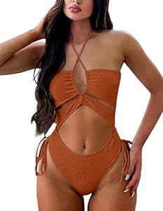 Женский Слитный Купальник ZAFUL Sexy Ribbed Monokini High Waisted Cutout ZAFUL