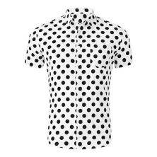 Men's Short Sleeves Polka Dots Button Down Shirt Lars Amadeus