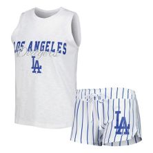 Women's Concepts Sport White Los Angeles Dodgers Reel Pinstripe Tank Top & Shorts Sleep Set Unbranded