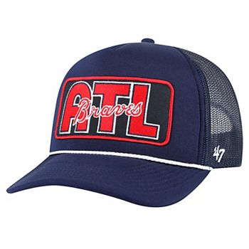 Men's  '47 Navy Atlanta Braves Local Patch Foam Front Trucker Adjustable Hat 47 Brand