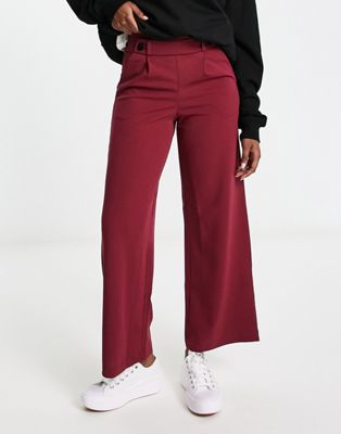Бордовые широкие брюки с пуговицами JDY — часть комплекта JDY