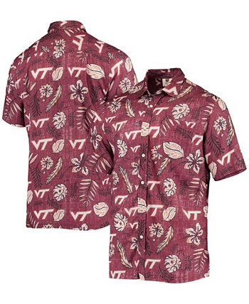 Men's Maroon Virginia Tech Hokies Vintage-Like Floral Button-Up Shirt Wes & Willy