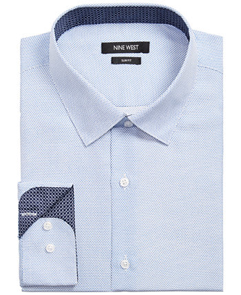 Мужская приталенная классическая рубашка из эластичного эластичного материала в горошек Nine West