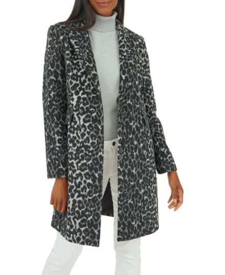 Однобортное пальто с леопардовым принтом Kensie