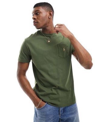 Темно-зеленая классическая футболка оверсайз с карманами и логотипом Polo Ralph Lauren Polo Ralph Lauren