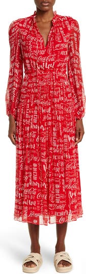 Длинное шифоновое платье с принтом Coca Cola Jason Wu