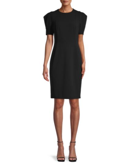 Платье-футляр с объемными рукавами и пышными рукавами с однотонным принтом Calvin Klein