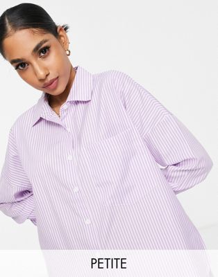 Influence Petite poplin shirt in lilac stripe Influence Petite