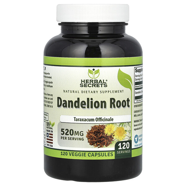 Одуванчик корень - 520 мг - 120 растительных капсул - Herbal Secrets Herbal Secrets
