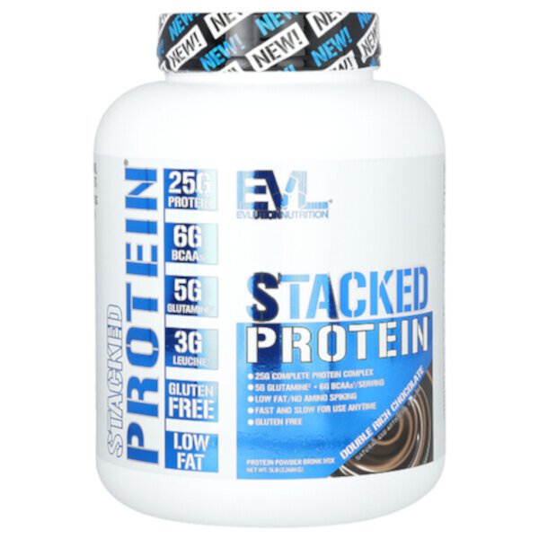 Stacked Protein, шоколад Double Rich, 5 фунтов (2268 кг) EVLution Nutrition