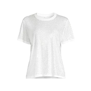 Хлопковая футболка с круглым вырезом с кристаллами Cynthia Rowley