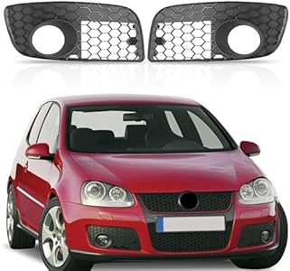 PartsFlow 2PCS Honeycomb Fog Light cover Grille Left & Right For 2006 2007 2008 2009 Volkswagen MK5 Jetta GTI PartsFlow