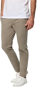 INTO THE AM Mens Casual Pants - Premium Tapered Leg Comfort Khaki Chino Stretch Pants Into The Am