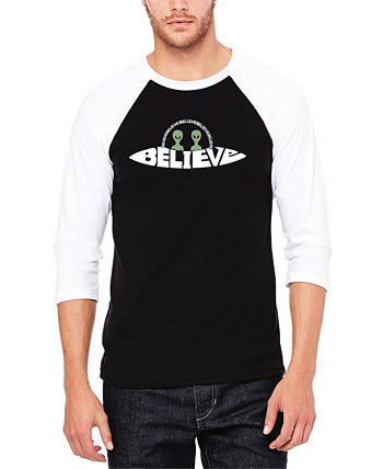 Мужская бейсбольная футболка с надписью «Believe UFO» реглан LA Pop Art
