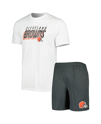 Мужской комплект для сна, темно-серый, белый, футболка Cleveland Browns Downfield и шорты Concepts Sport