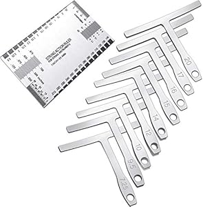 Mudder 10 Pieces Guitar Luthier Tools Include 9 Understring Guitar Radius Gauge and 1 String Action Gauge Ruler Measuring Tool for Bass Setup Mudder