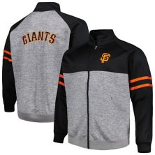 Men's Black/Heather Gray San Francisco Giants Big & Tall Raglan Full-Zip Track Jacket Unbranded