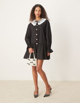 Sister Jane oversized collar mini dress in black Sister jane