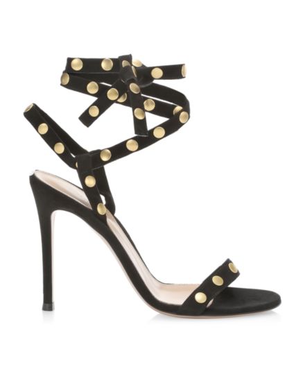 Ankle-Wrap Studded Suede Sandals GIANVITO ROSSI