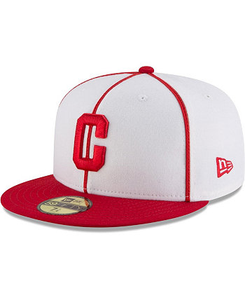 Men's White, Red Distressed Pittsburgh Crawfords Cooperstown Collection Turn Back The Clock 59FIFTY Fitted Hat New Era