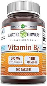 Amazing Formulas Vitamin B6 Pyridoxine 200mg 100 Tablets Supplement | Non-GMO | Gluten Free | Made in USA Amazing Nutrition