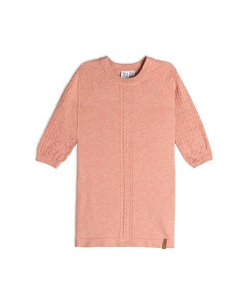 Girl Knitted 3/4 Sleeve Dress Light Pink - Child Deux par Deux