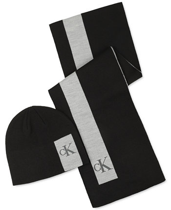 Мужской силиконовый шарф с логотипом CK Monogram и шапка-бини Calvin Klein
