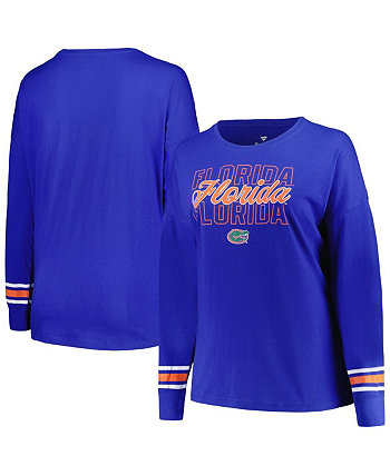 Женская футболка размера плюс с тройным вырезом и длинными рукавами Royal Florida Gators Profile