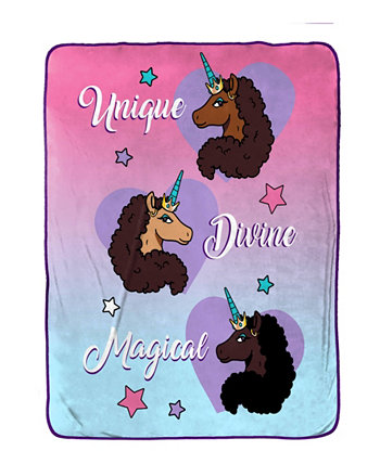 Уникальное, божественное, волшебное шелковое одеяло Afro Unicorn, 90 x 62 дюйма Jay Franco