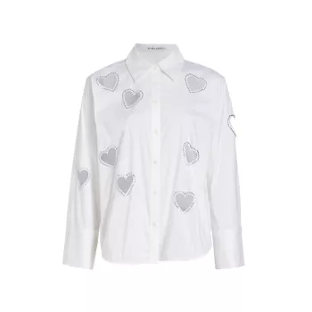 Рубашка с вырезом в форме сердца Finley, украшенная кристаллами Alice + Olivia