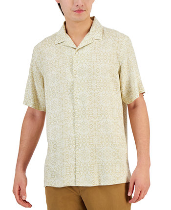 Мужская шелковая рубашка Paima с короткими рукавами и пуговицами с медальоном, созданная для Macy's Club Room