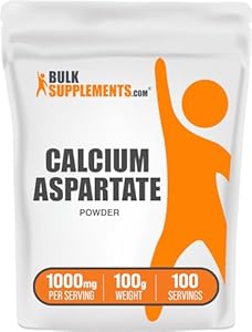 BulkSupplements.com Calcium Aspartate Powder - Calcium Supplement Powder, Calcium Aspartate 200mg - Gluten Free, 1000mg (200mg Calcium) per Serving, 5kg (11 lbs) (Pack of 5) BulkSupplements